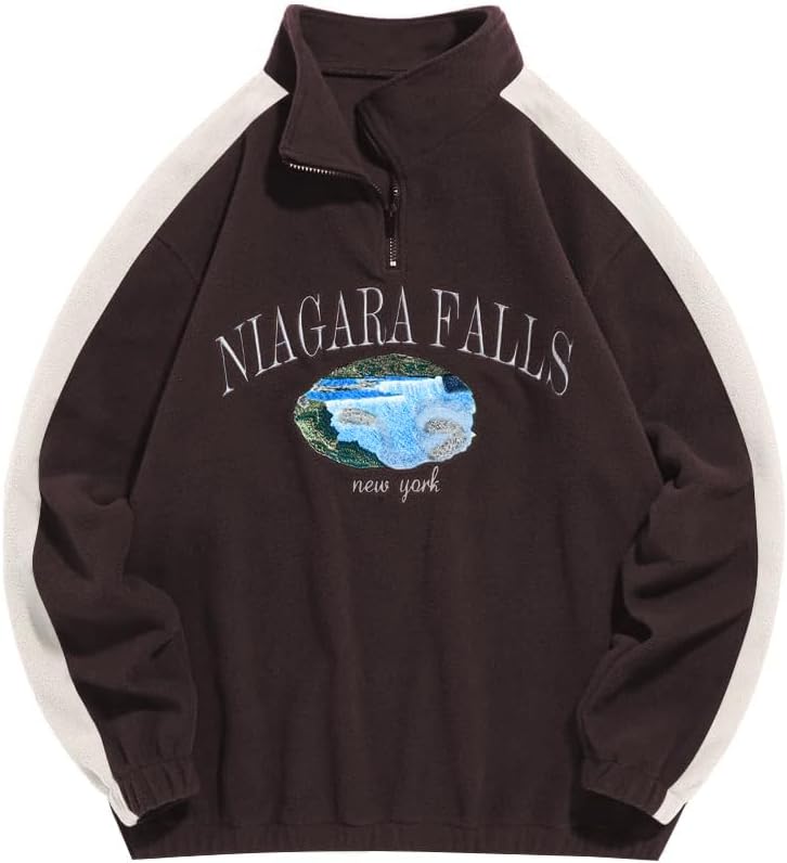 ZAFUL Oversized Vintage Quarter-Zip Sweatshirt