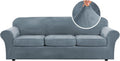 Velvet XL 4-Piece Sofa Slipcover Stone Blue - Form Fit Protector