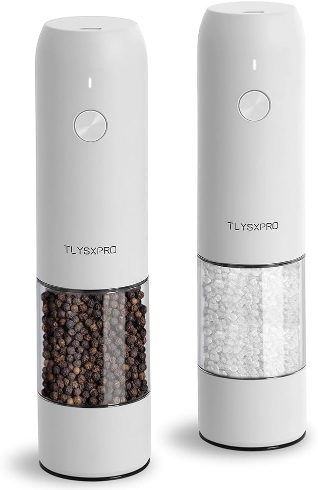 Electric Salt and Pepper Grinder Set with Adjustable Coarseness