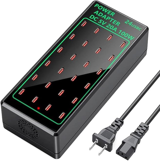 Multi Port USB Charging Station 24 Port 100 Watt for All Devices