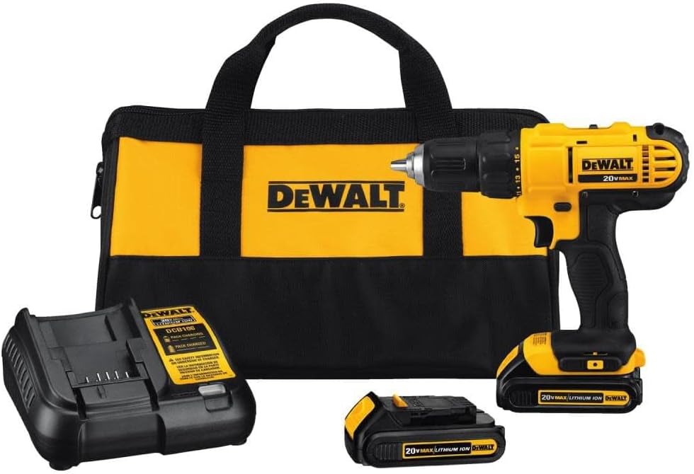 DEWALT 20V Max Drill Kit - 2 Batteries Included!
