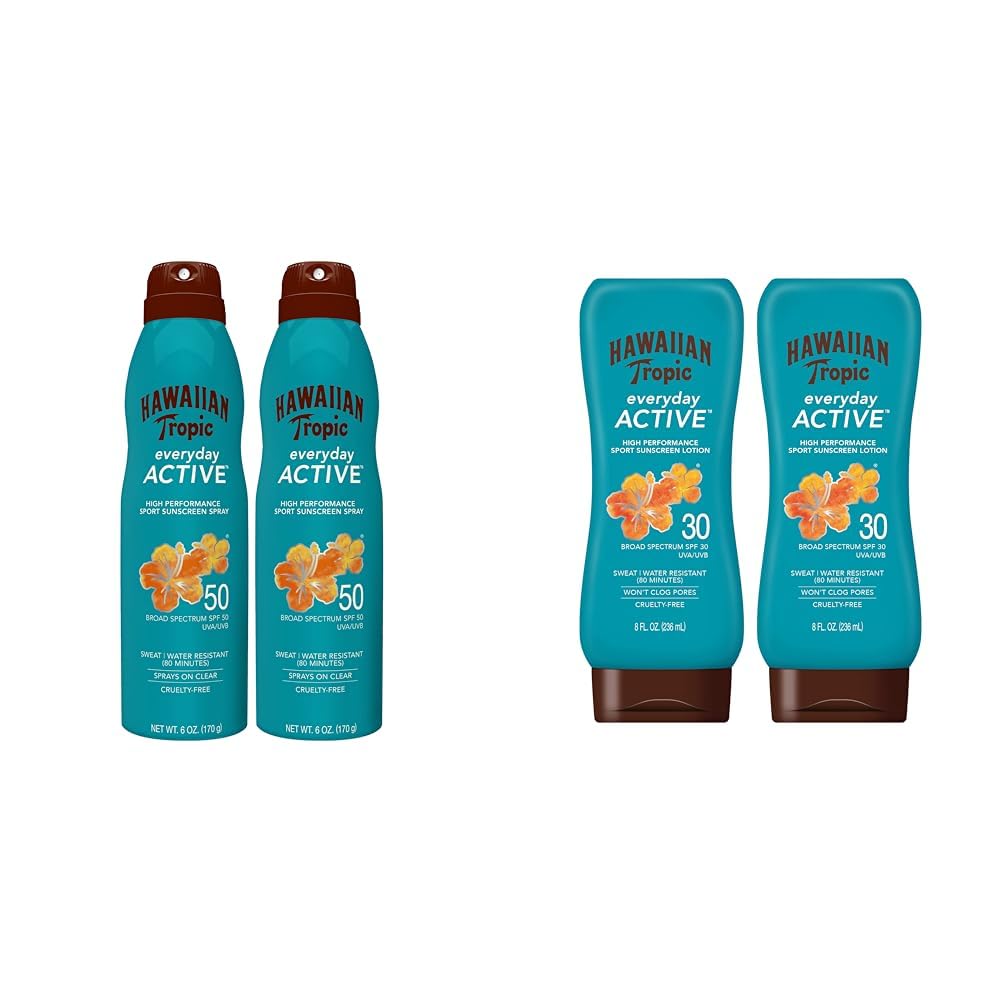 Hawaiian Tropic Everyday Active Spray SPF 50 and Lotion SPF 30