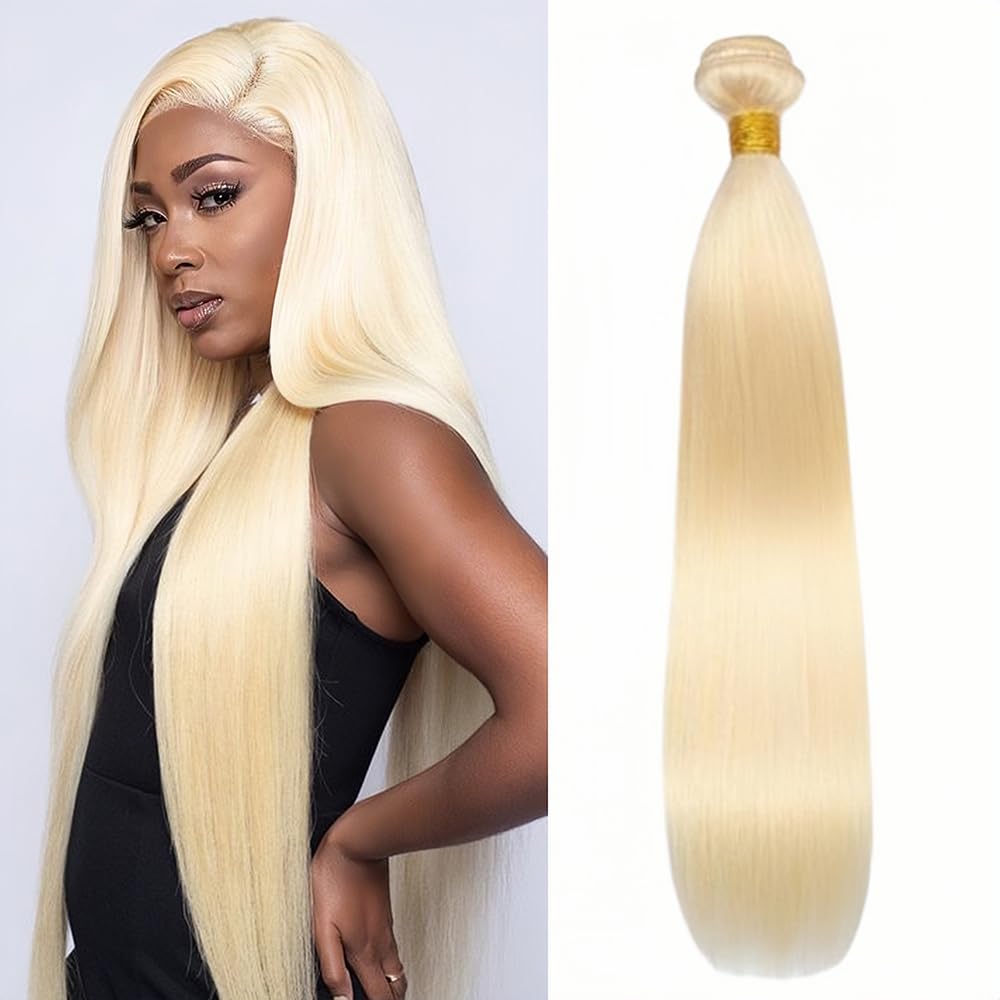 613 Bundles Human Hair 30 Inch Blonde Straight Extensions