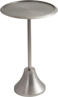 Sanzo Modern Pedestal Side Table - Handcrafted Antique Silver