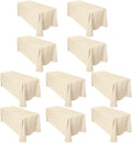 LTC LINENS 90 x 156 in Beige Rectangular Tablecloths 10-Pack