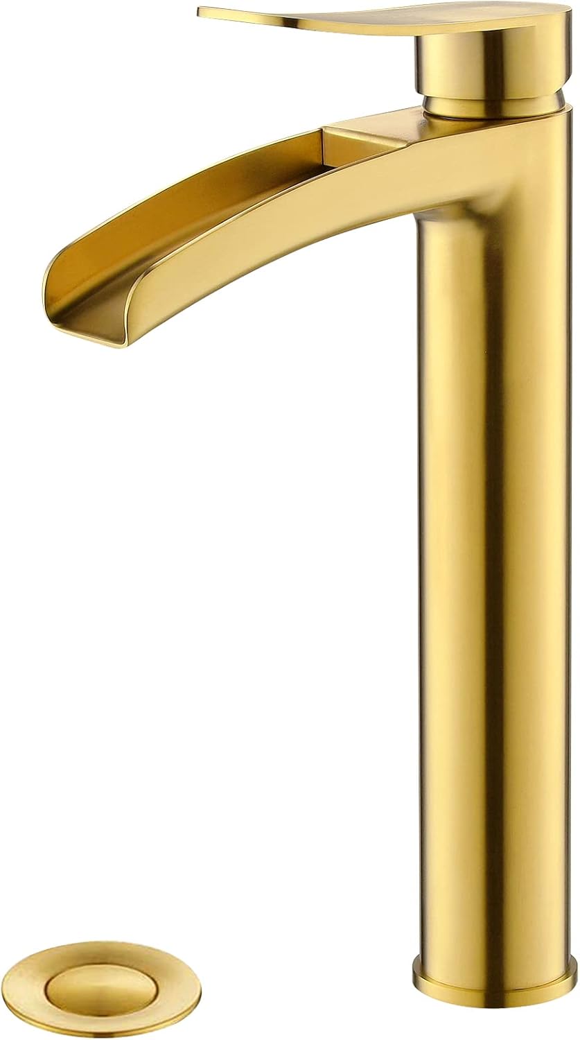 Phiestina Brushed Gold Tall Bathroom Vessel Sink Faucet Review