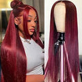 99J Burgundy Lace Front Wig Human Hair (24 in) - Natural Pre-Plucked