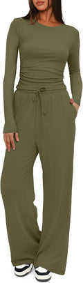 Darong Women's 2 Piece Sets 2025 Fall Outfits - Cozy Wide Leg Pant