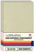 200 Natural Parchment 65 lb Cover Paper Sheets 8.5x14 in - Vintage