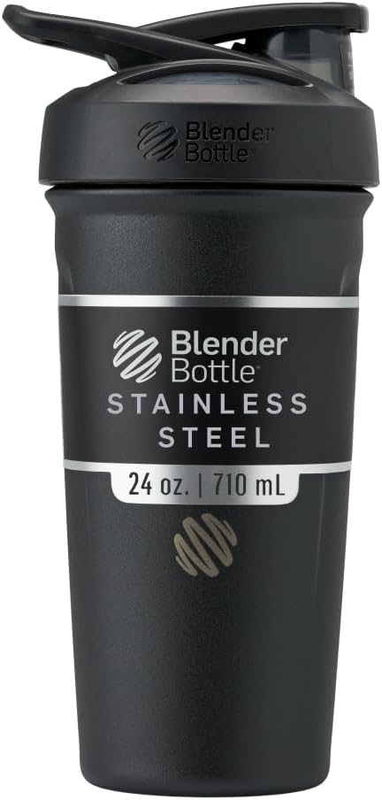 BlenderBottle Strada: Insulated Stainless Steel Shaker: 24oz Black