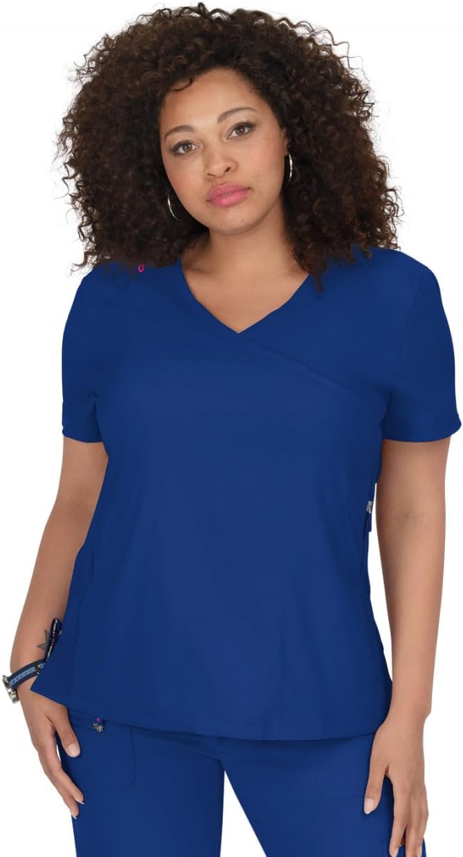 KOI Lite Women's Philosophy Mock Wrap Scrub Top with Zipper