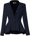 Women's Casual Work Peplum Blazer - Comfortable Double Lapel Fit