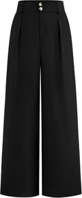 Wide Leg Dress Pants High Waisted Palazzo Trousers - Work Ready