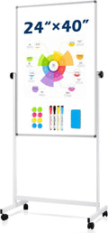 Double-Side White Board with Stand 24x40 in - Height Adjustable Mobile