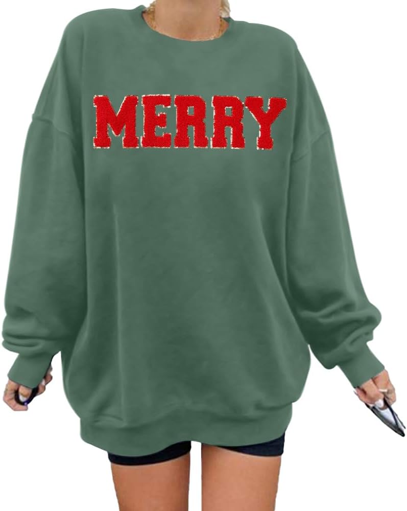 Glitter Patch Letter Christmas Sweatshirt