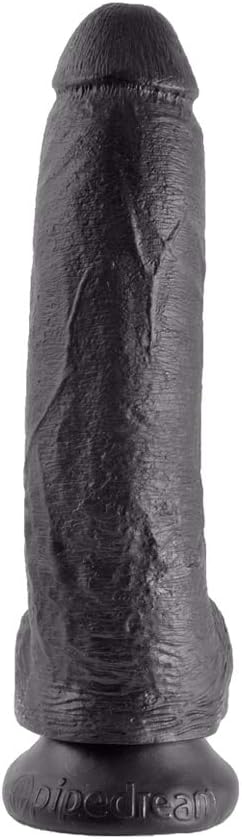 King Cock with Balls, Black, 9 Inch - Realistic Pleasure Toy