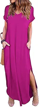 HUSKARY Women's Summer Maxi Dress with Pockets for Every Occasion
