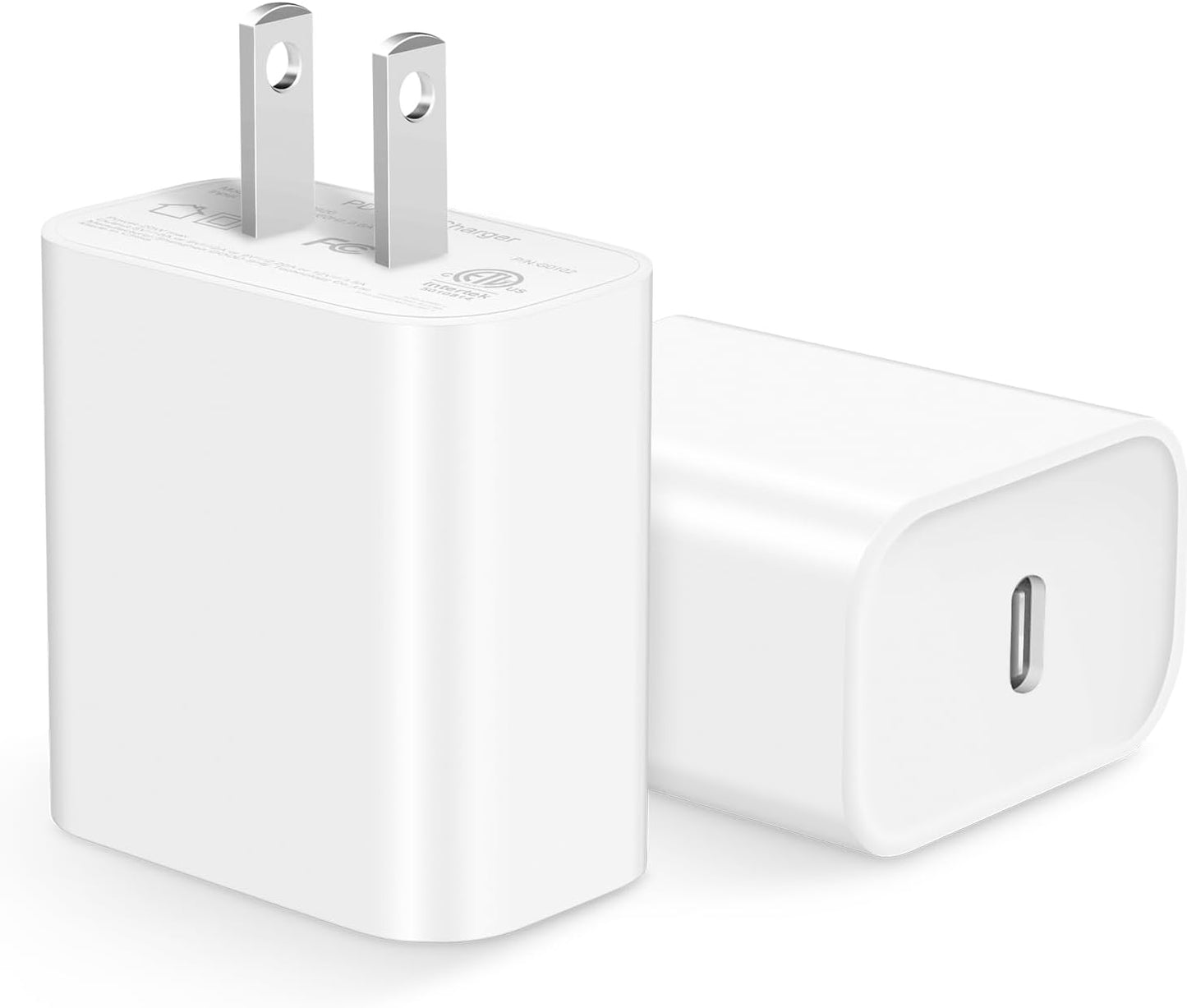 Fast Charge 2-Pack USB C Wall Charger for iPhone & iPad - 20W PD Power