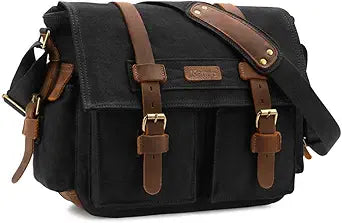 Kattee Leather Canvas Camera Bag for Vintage DSLR and SLR Use