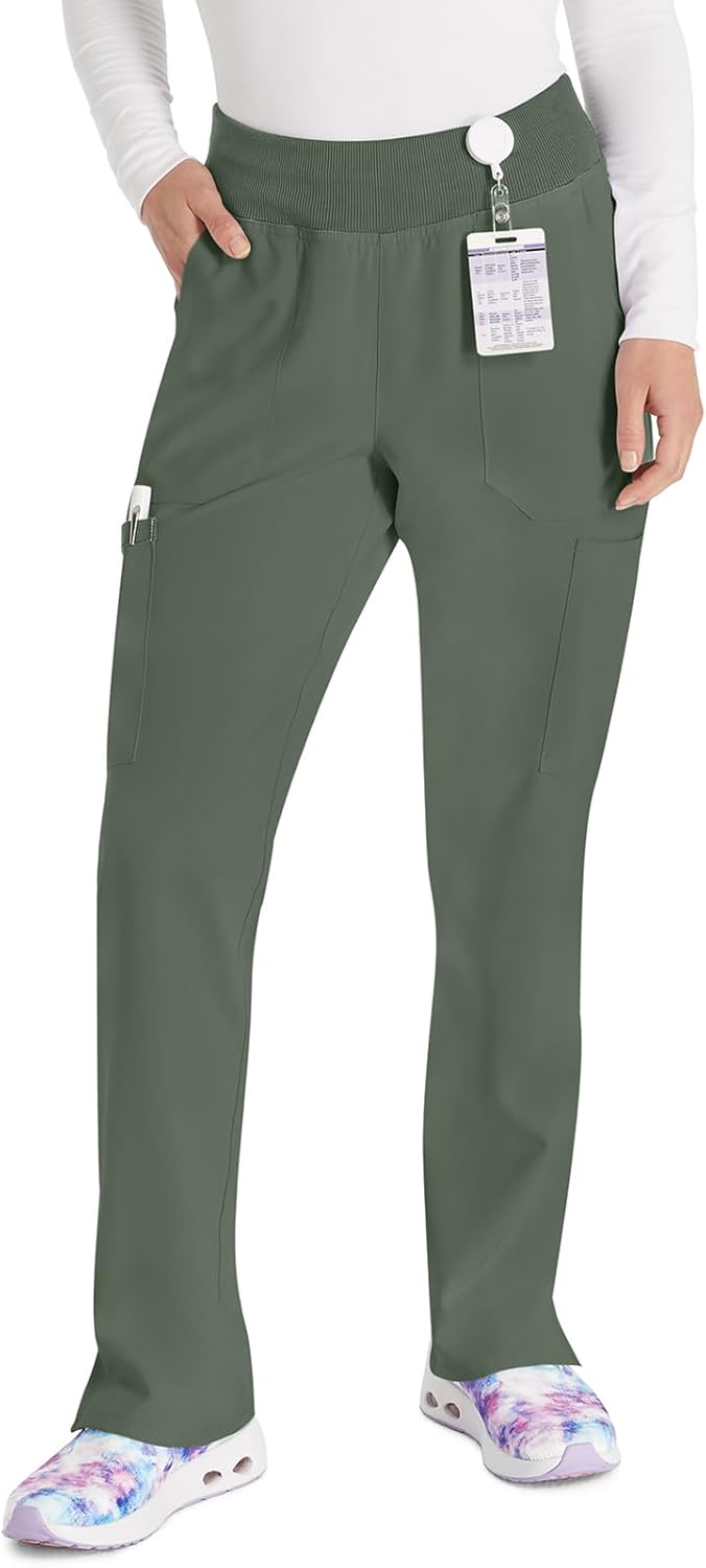 Yoga-Inspired Pull-On Scrub Pants for Women with Comfort Fit