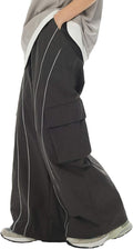 Baggy Cargo Pants for Men - Y2K Contrast Piping Drawstring Sweatpants