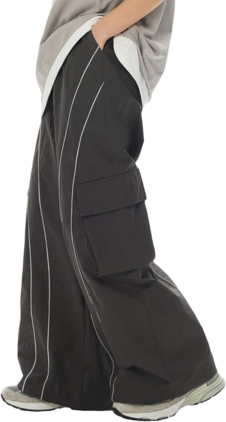 ZAFUL Mens Baggy Pants Y2K Contrast Piping Drawstring Sweatpants
