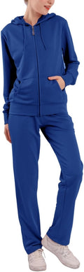Womens Velour Jogging Suit Set - Zip Hoodie and Pants Tracksuit