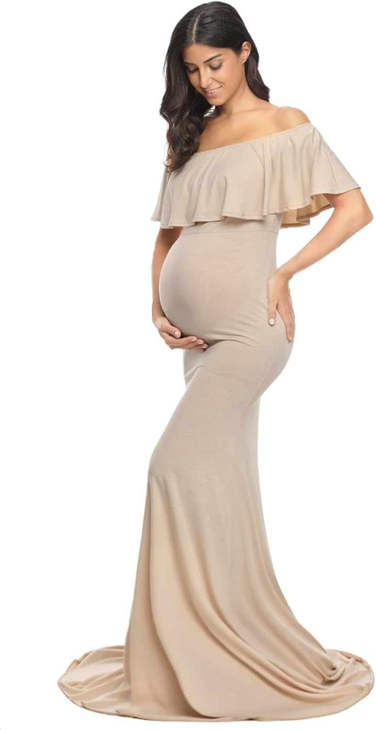 Elegant Off Shoulder Maternity Dress for Stunning Photoshoots