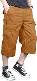 MAGNIVIT Men's Capri Long Elastic Cargo Shorts 16in