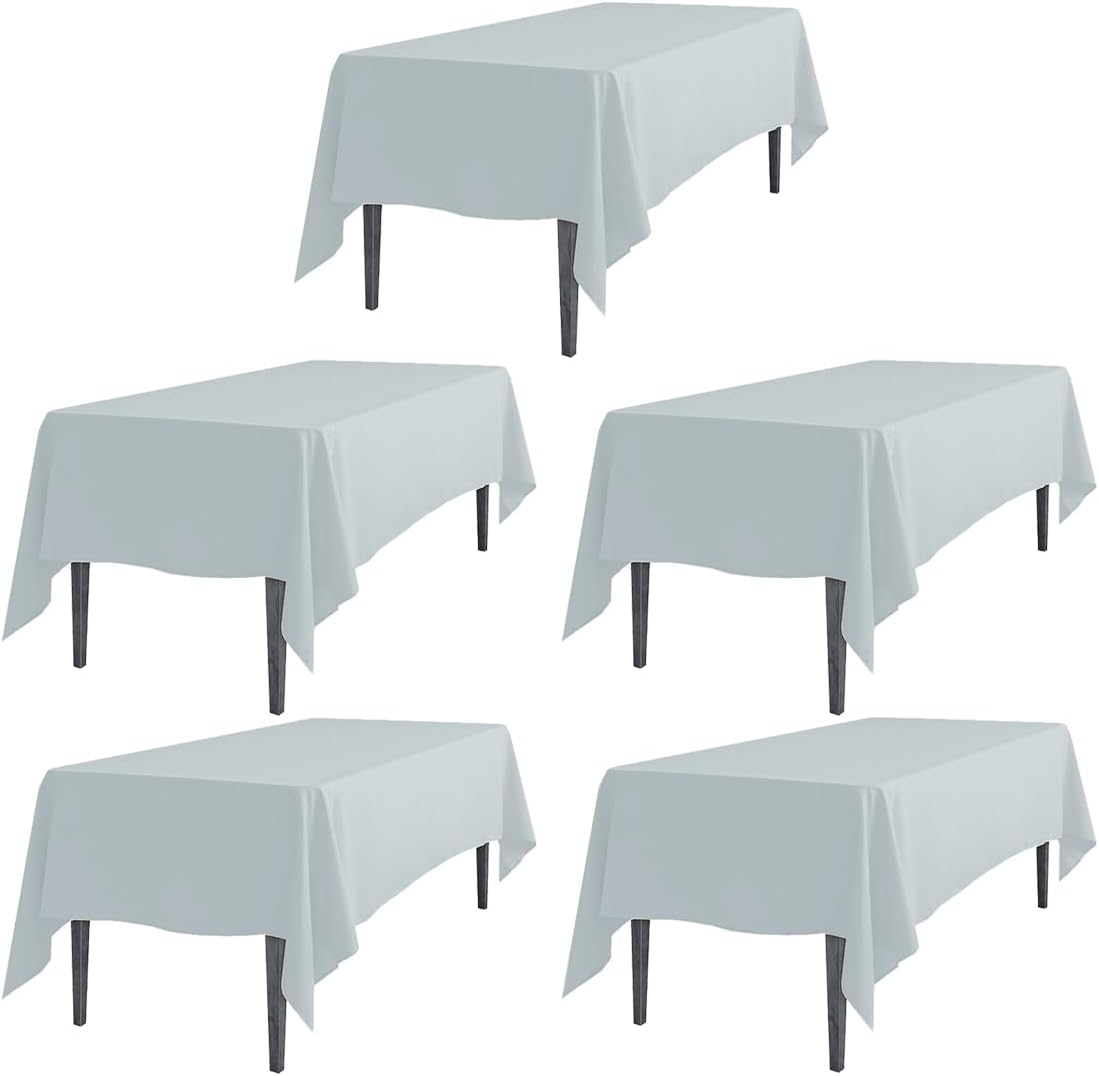LTC LINENS 5 Pack Rectangular Tablecloths for Elegant Events