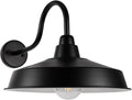 Gooseneck Barn Light Outdoor 16 in Dome Wall Sconce Black - Single
