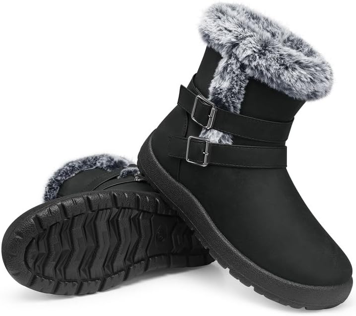 TEMOFON Women Winter Boots Waterproof: Stylish Fur Lined Comfort