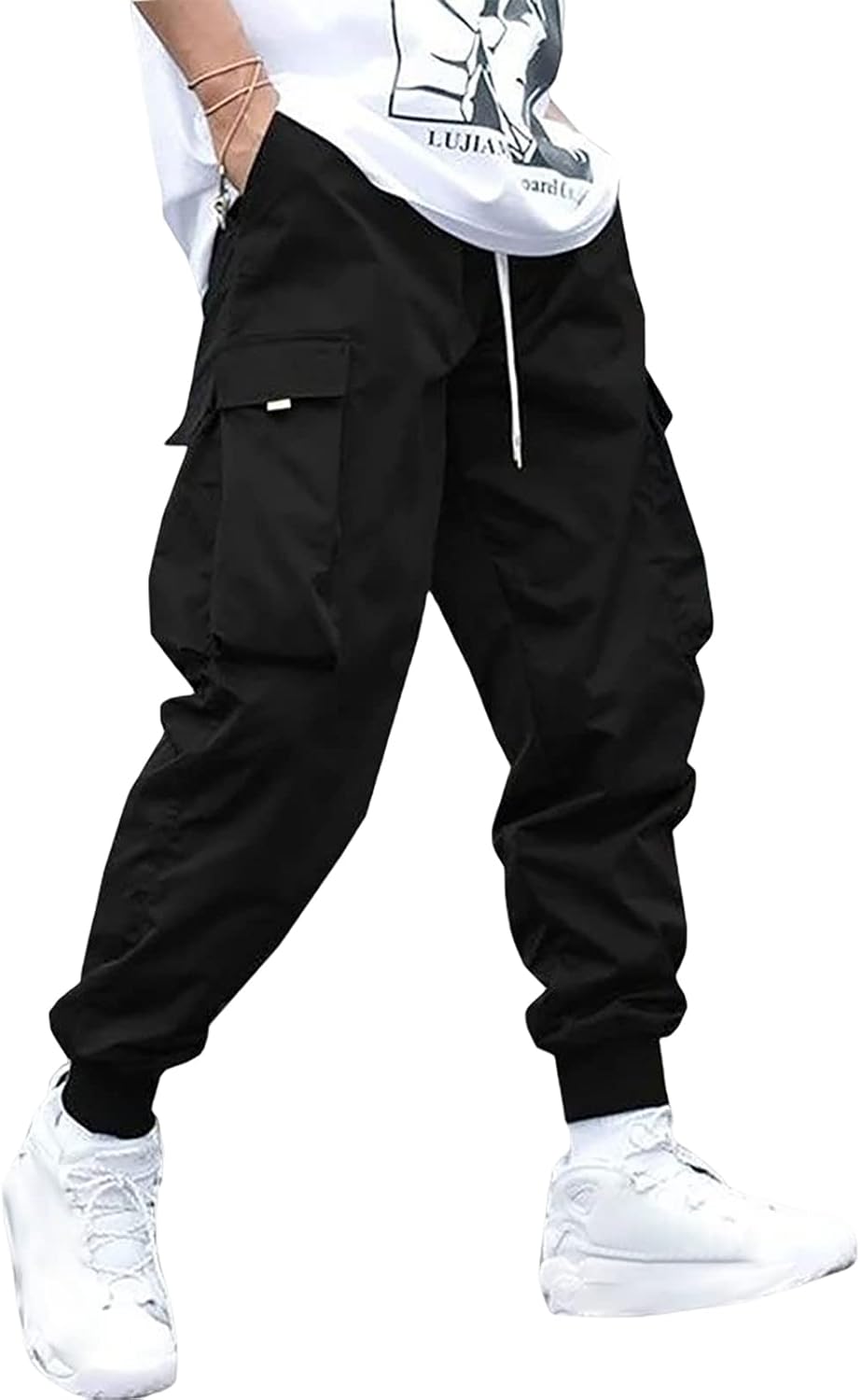 ZAFUL Men's Cargo Pants with Flap Pockets & Drawstring Waist