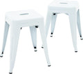 18 in White Industrial Metal Stools Set of 2 - Short Stackable