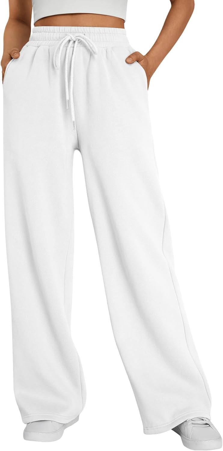 Trendy Queen Womens Wide Leg Fleece Lined Sweatpants for Comfort