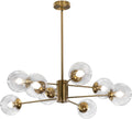 Modern Sputnik Chandelier 8-Light Clear Glass Globe - Mid Century
