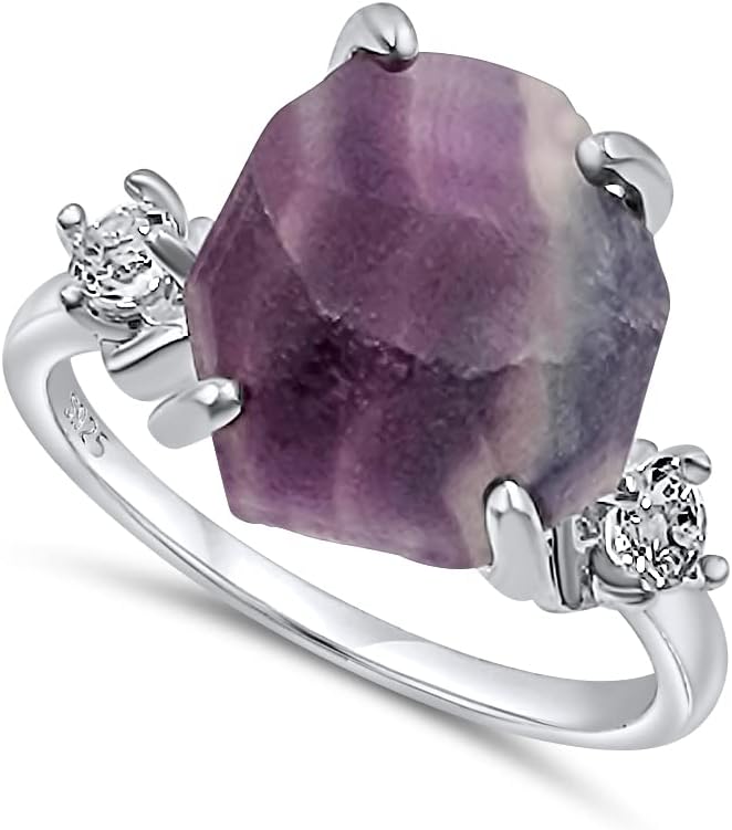 Real Raw Crystal Ring Birthstone Jewelry Gift for Her Unique