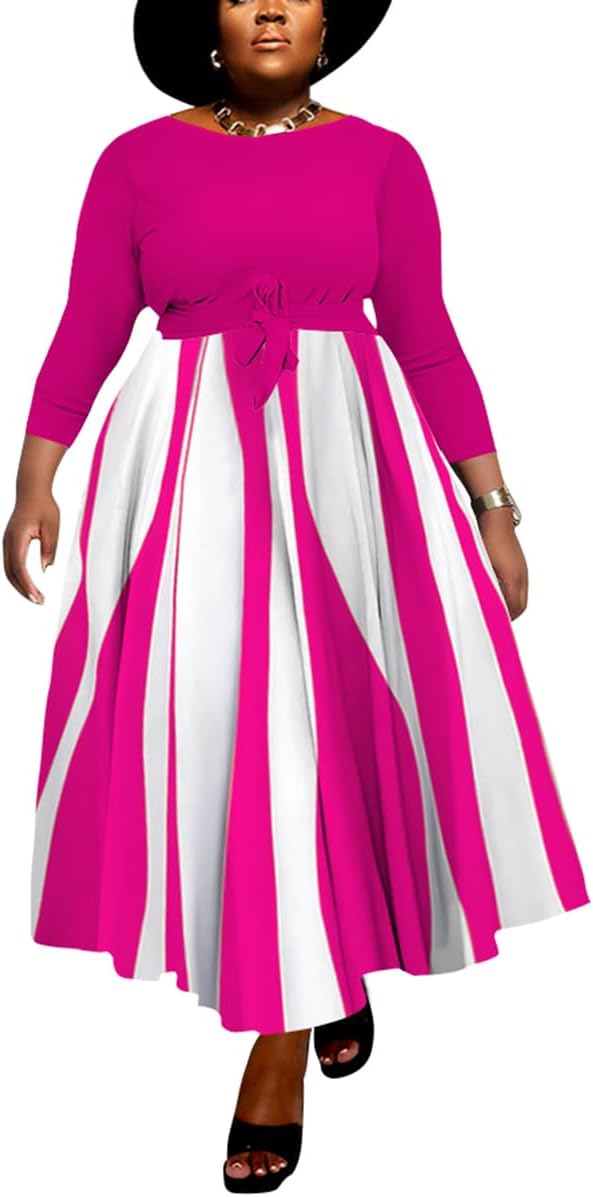 BFFBABY Women's Plus Size Maxi Dress with Elegant Floral Print