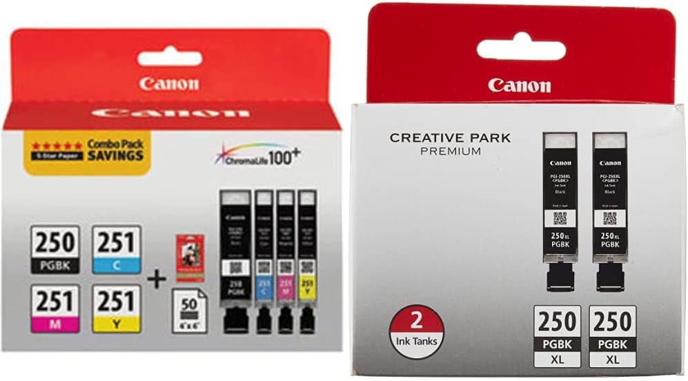 Canon PGI-250/CLI-251 Ink and Photo Paper Bundle for Printers