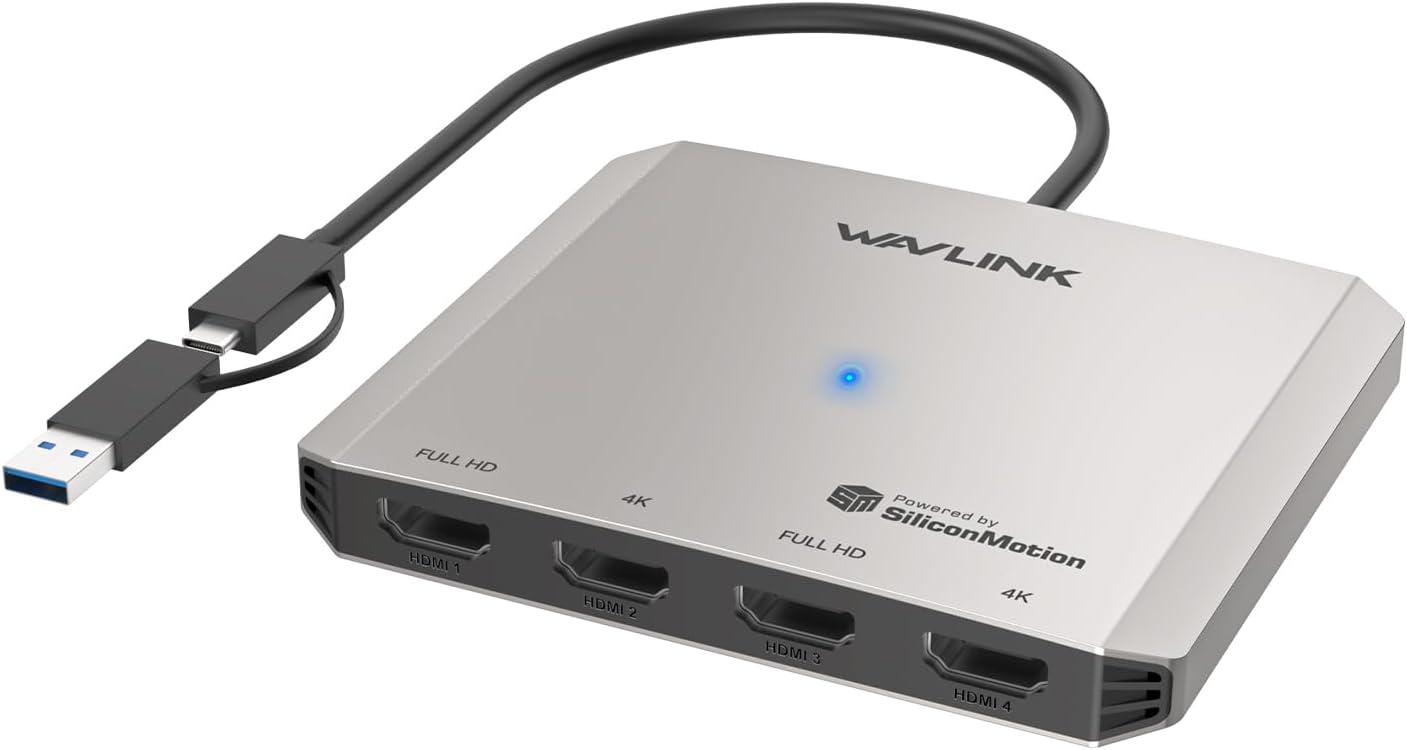 WAVLINK USB C to Quad HDMI 4K Adapter for Multi-Monitor Setup
