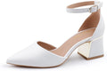 Women's Chunky Low Heel Pointed Toe Pumps with Ankle Strap - Comfort