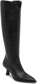 Coutgo Womens Knee High Boots Kitten Heel Pointed Toe (Style PBCM)