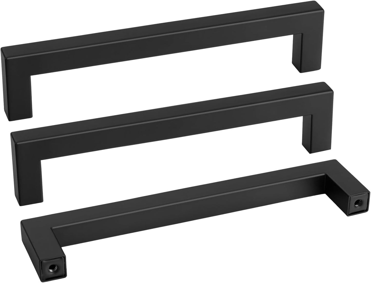 Modern Black Square Bar Cabinet Pulls for Kitchen & Bathroom