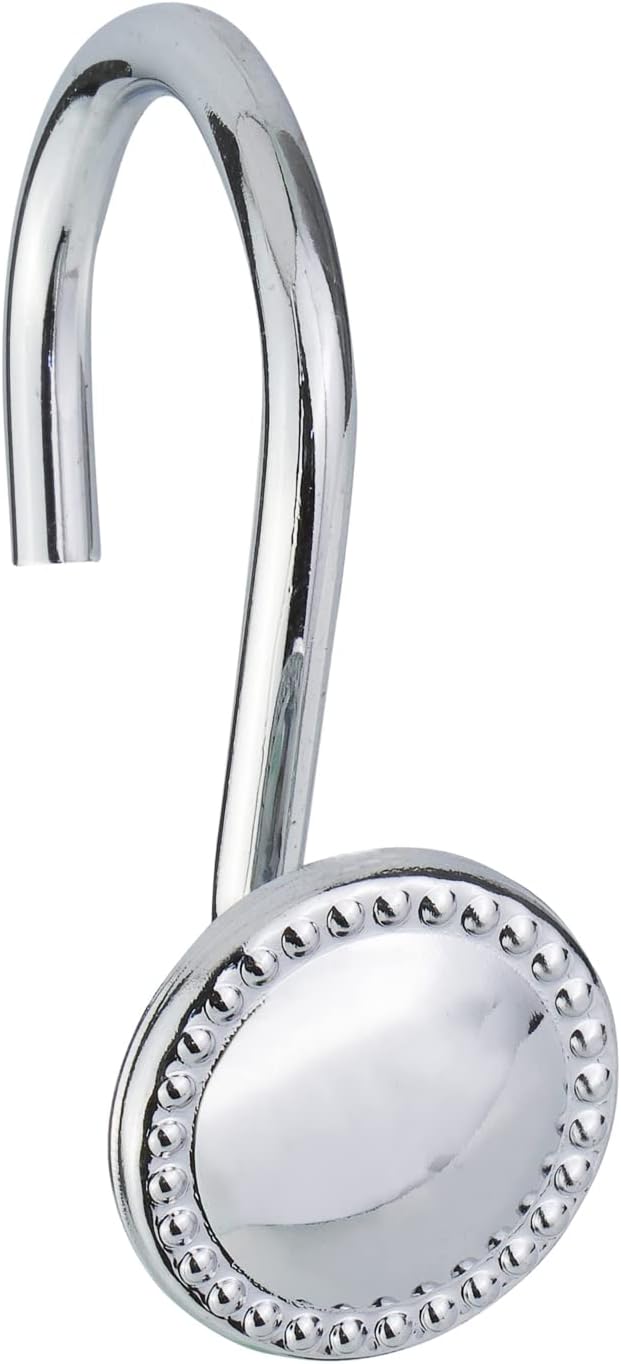 Rust-Resistant Button Design Shower Hooks - Set of 12