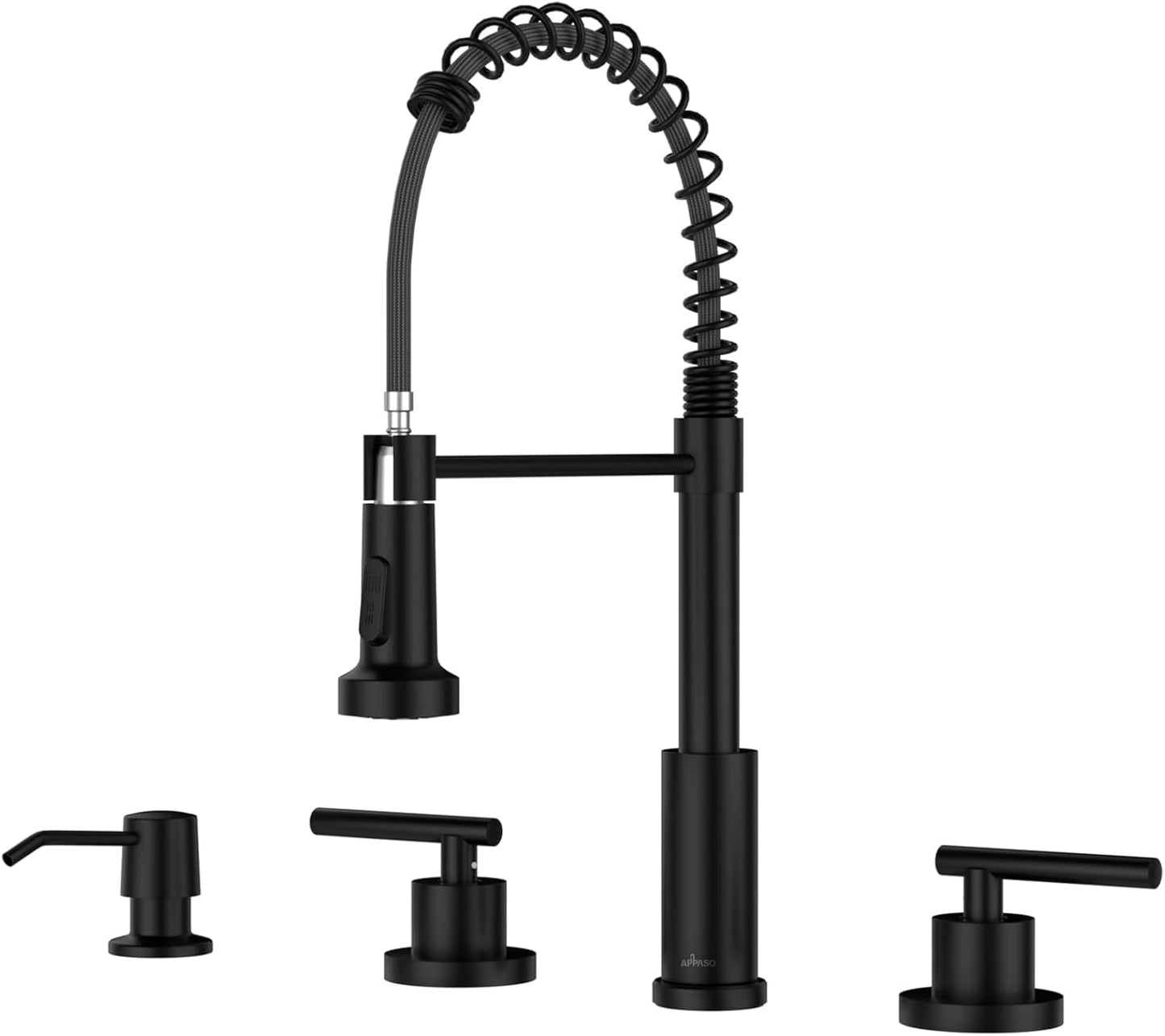 APPASO Black Kitchen Faucet with Soap Dispenser and Sprayer