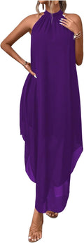 Verdusa Women's Fall Formal Halter Asymmetrical Boho Maxi Dress Shoes