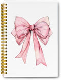 LiTiu Pink Coquette Preppy Notebook - Bow Aesthetic Spiral Journal