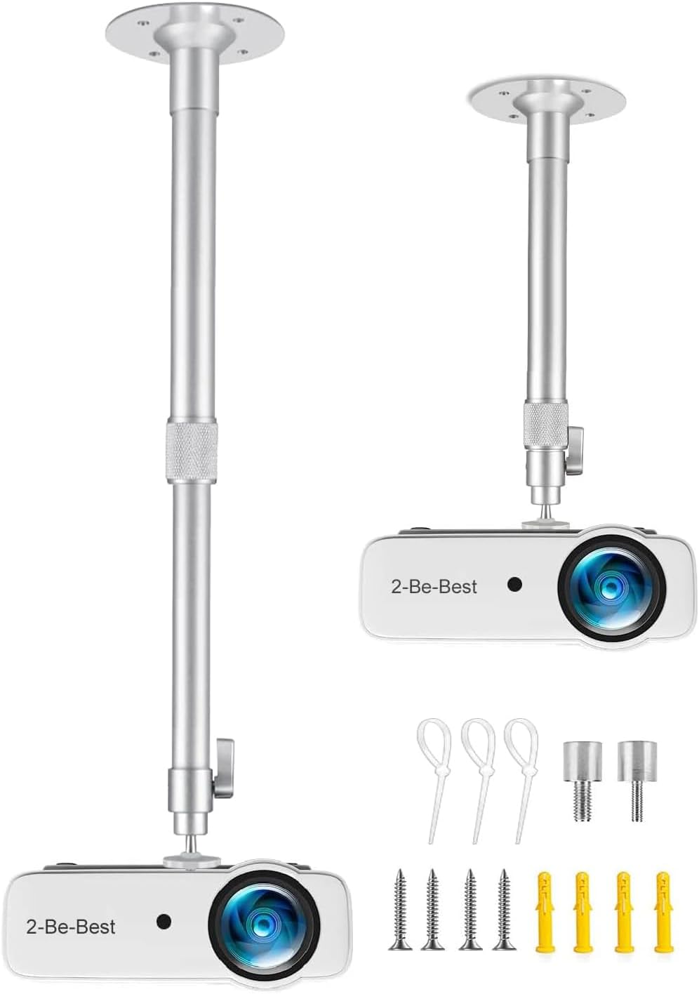 2-Be-Best Projector Mount - Adjustable 15-31in Ceiling Bracket