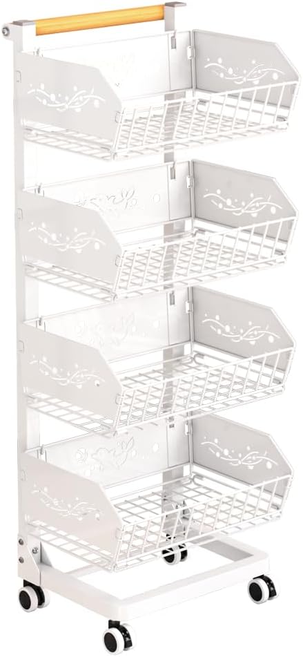 Upgraded 4-Tier Kitchen Cart - Spacious & Easy Roll