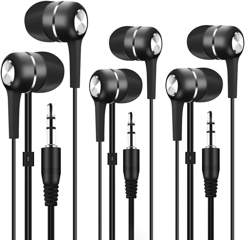 Bulk Earbuds Headphones for Kids Classroom Use - 50 Pack